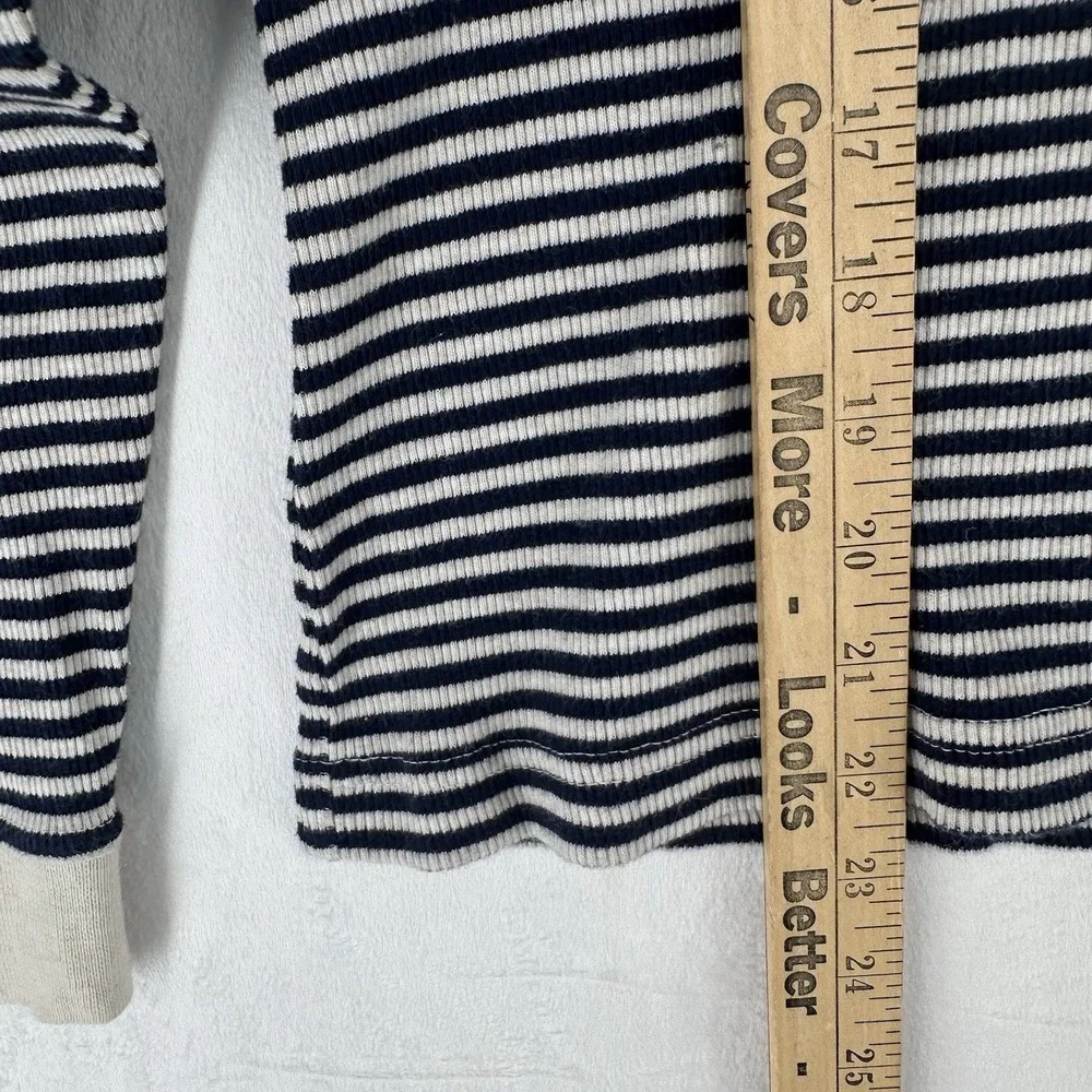 Vintage Basic Edition Lace Up Top Womens Size Small Navy Blue Stripes 90s Y2K - Picture 9 of 9